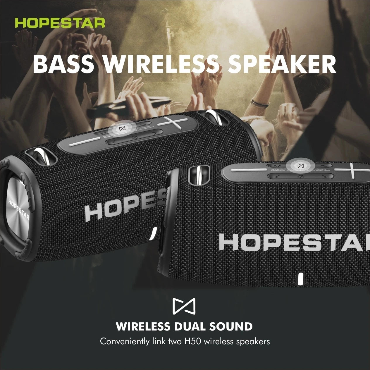 HOPESTAR H50 Portable Wireless Speakers High-Power Big Music Box Outdoor Super Bass TWS Powerful Party Caixa De Som FM Radio AUX