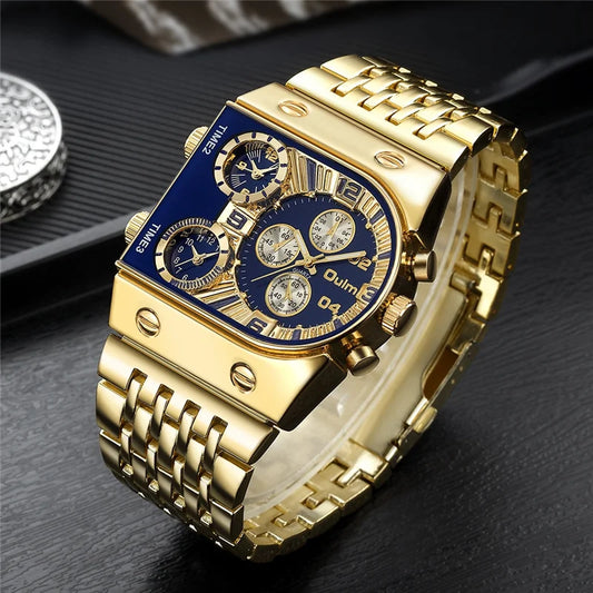2024 Brand New Oulm Quartz Watches Men Military Waterproof Wristwatch Luxury Gold
