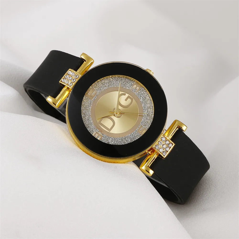 Simple Black White Quartz Watches Women Minimalist Design Silicone Strap