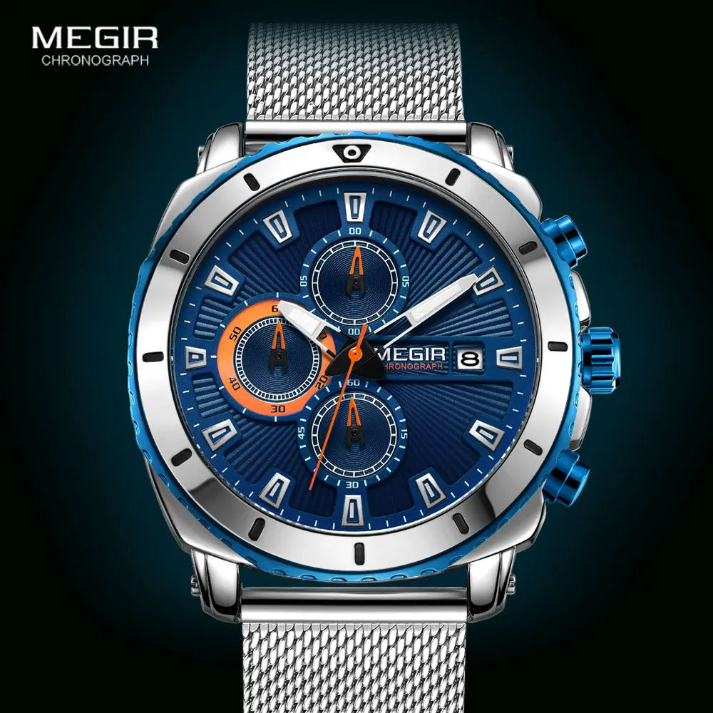 Megir Watches Men 2020 Luxury Mesh Strap Business Quartz Watch for Man