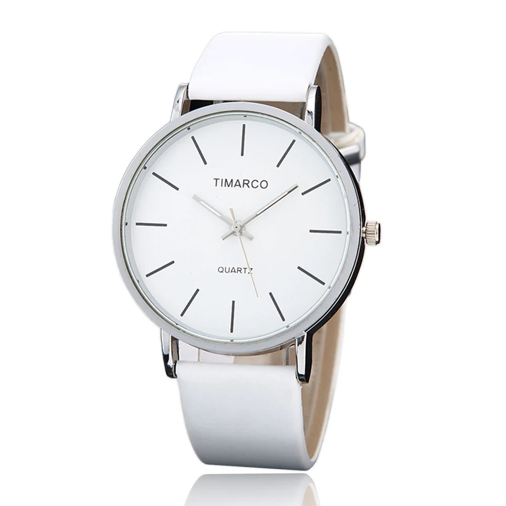 Simple Style White Leather Watches Women Fashion Watch Minimalist Ladies