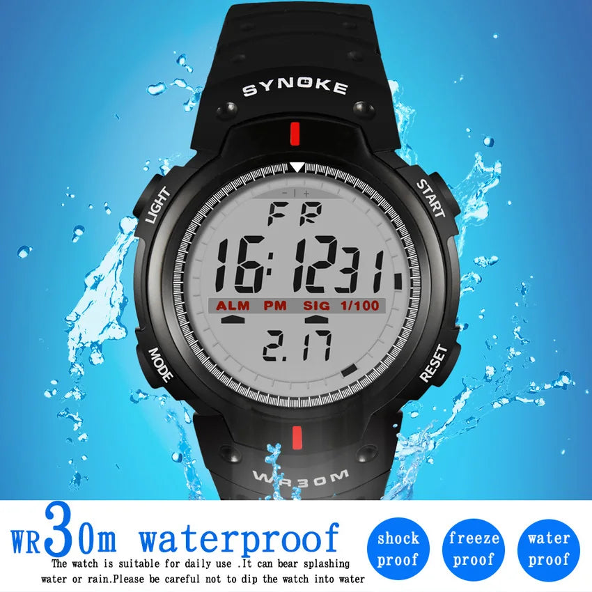 SYNOKE Kol Saati Watches Men 30M Waterproof Electronic LED Digital Outdoor Mens