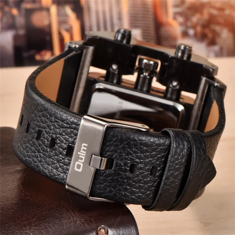 Oulm 3364 Casual Wristwatch Square Dial Wide Strap Men's Quartz Watch Luxury Brand Male