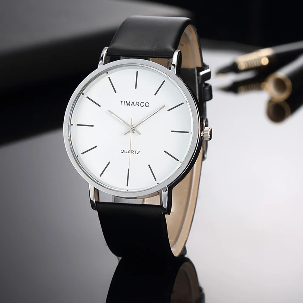 Simple Style White Leather Watches Women Fashion Watch Minimalist Ladies