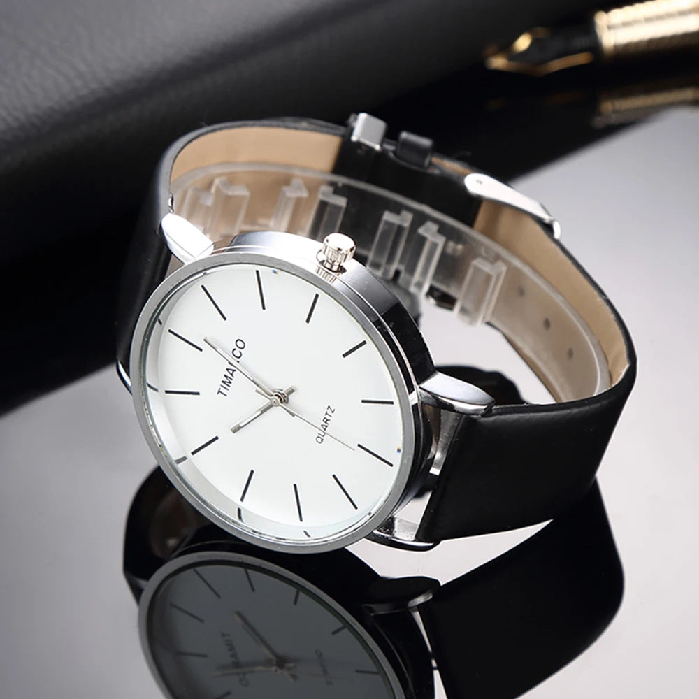 Simple Style White Leather Watches Women Fashion Watch Minimalist Ladies