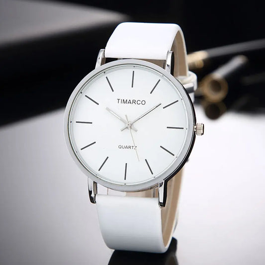 Simple Style White Leather Watches Women Fashion Watch Minimalist Ladies