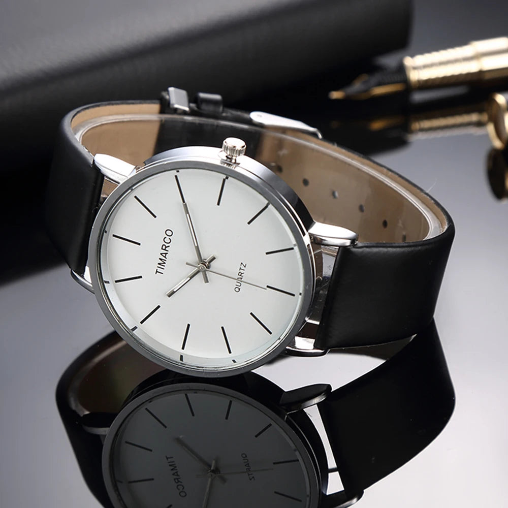 Simple Style White Leather Watches Women Fashion Watch Minimalist Ladies