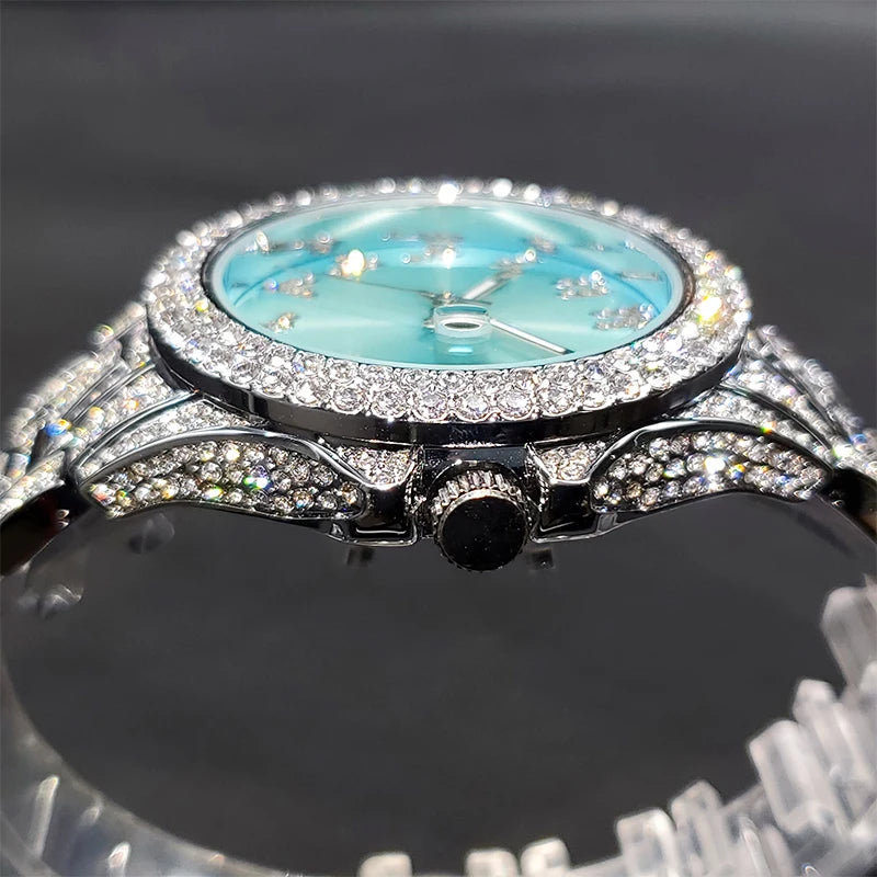 MISSFOX Fashion Brand Street Style Hip Hop Unisex Quartz Watches Shiny Diamond