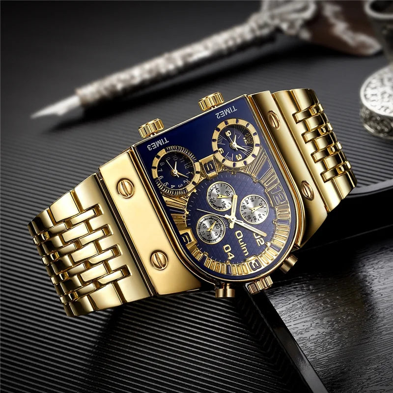 2024 Brand New Oulm Quartz Watches Men Military Waterproof Wristwatch Luxury Gold