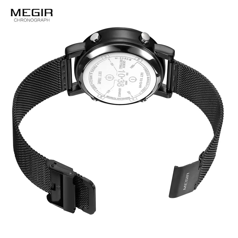 MEGIR 2020 New Luxury Watches Men Military Sport Roller Pointer Quartz Watch Man