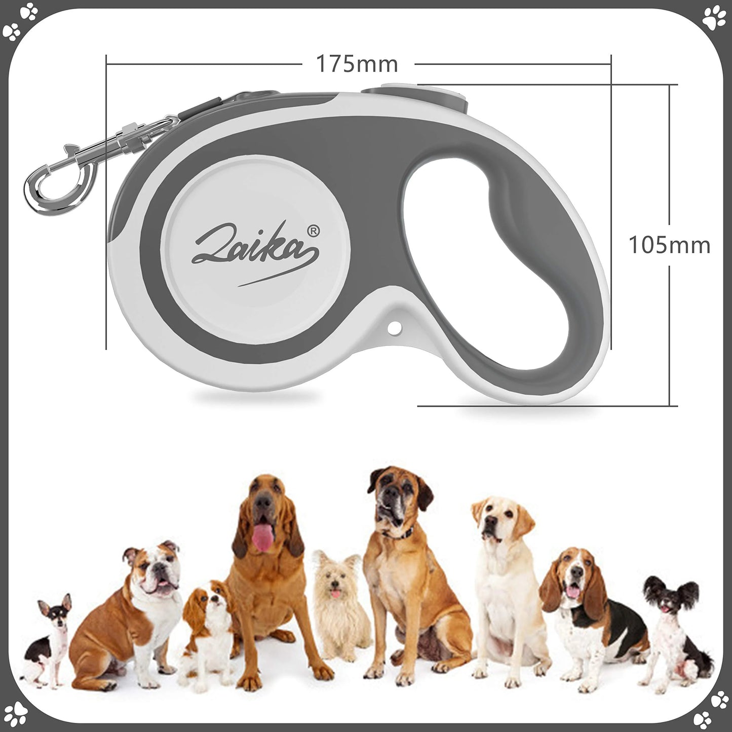 LAIKA 5M Reflective Retractable Dog Leash 50KG Super Bearing Nylon Pet Dogs Leashes