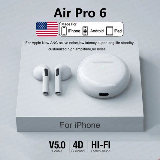 Original Air Pro 6 Pods TWS Wireless Bluetooth Earphones In Ear Earbuds Earpod Headset