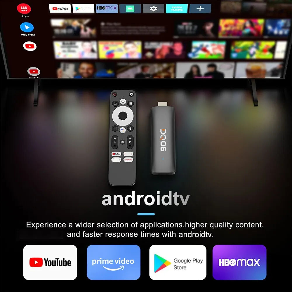 DQ06 ATV Mini TV Stick Android12 Allwinner H618 Quad Core Cortex A53 Support 8K Video 4K Wifi6 BT Voice Remote Smart TV Box