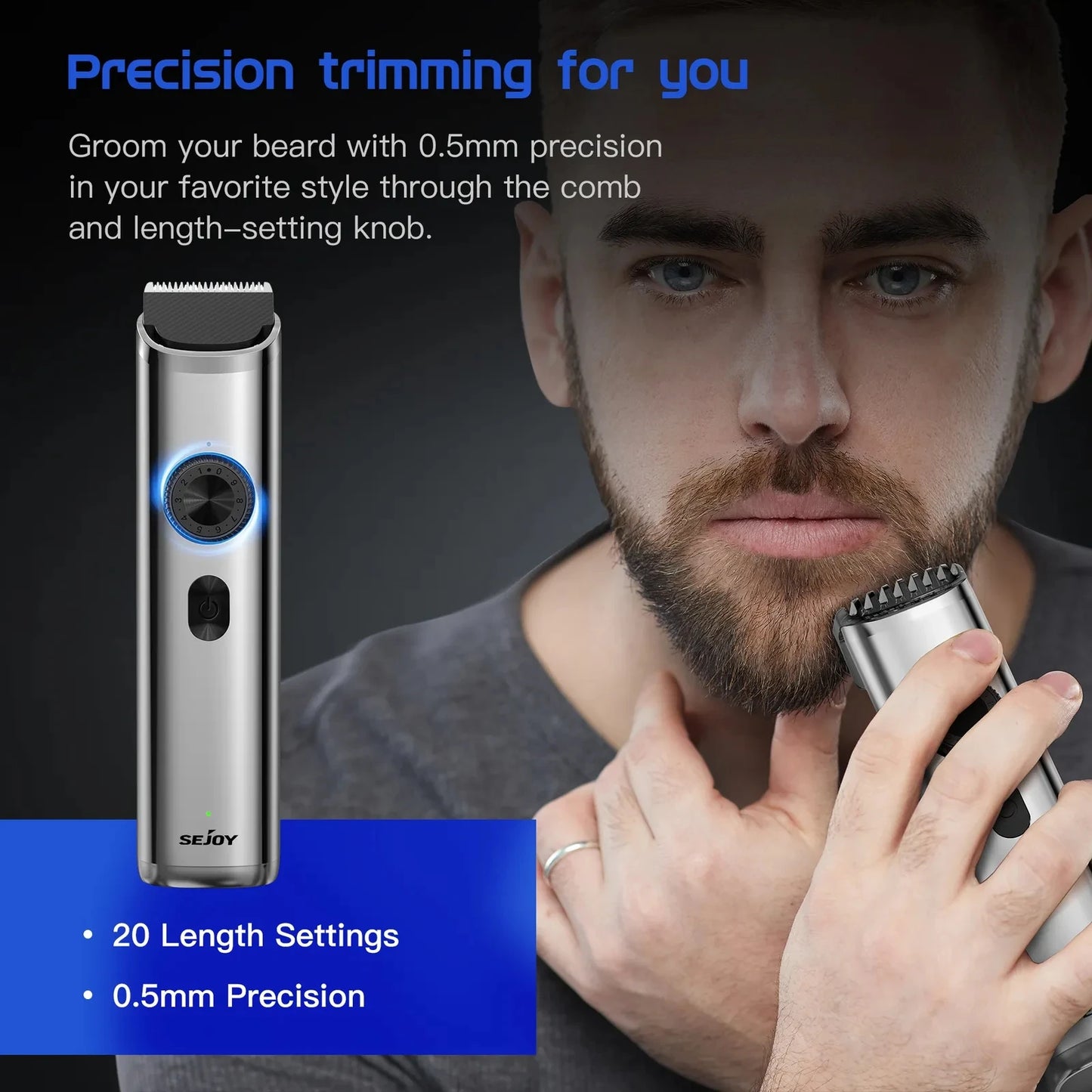 Sejoy Professional Men's Hair Clippers Trimmers USB Cordless Beard Electric Shaver