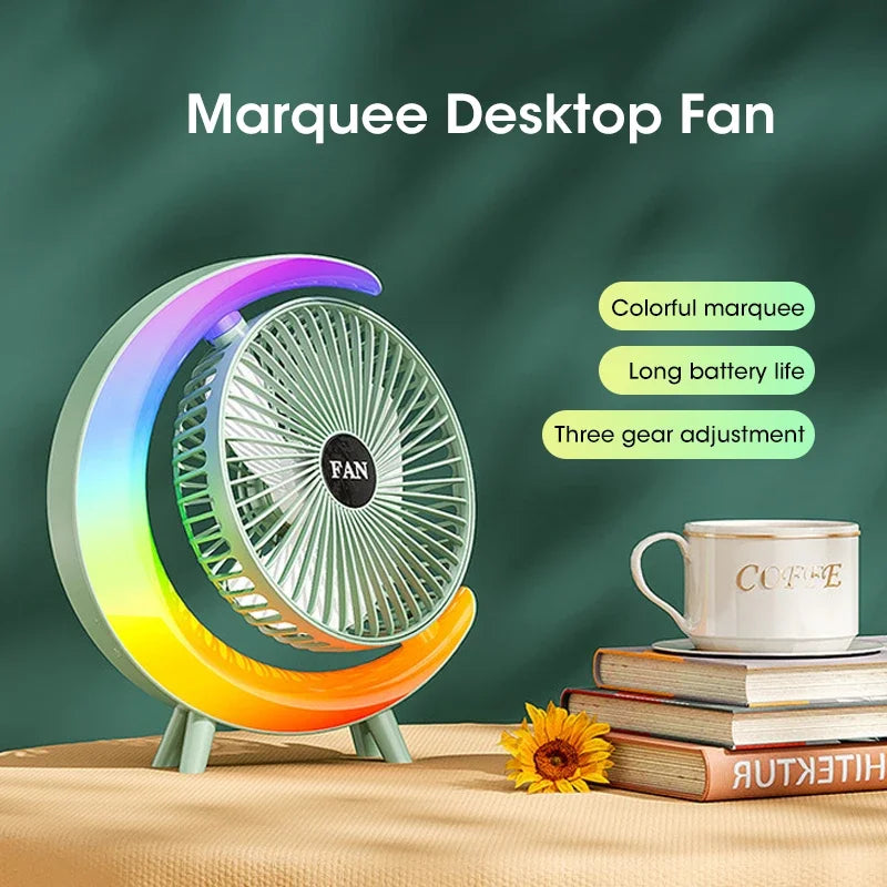 Portable Fan USB Rechargeable Fan LED 7 Colors Electric fan 180°Adjustable summer Camping fans 3 Speeds mini Fan for xiaomi Fan