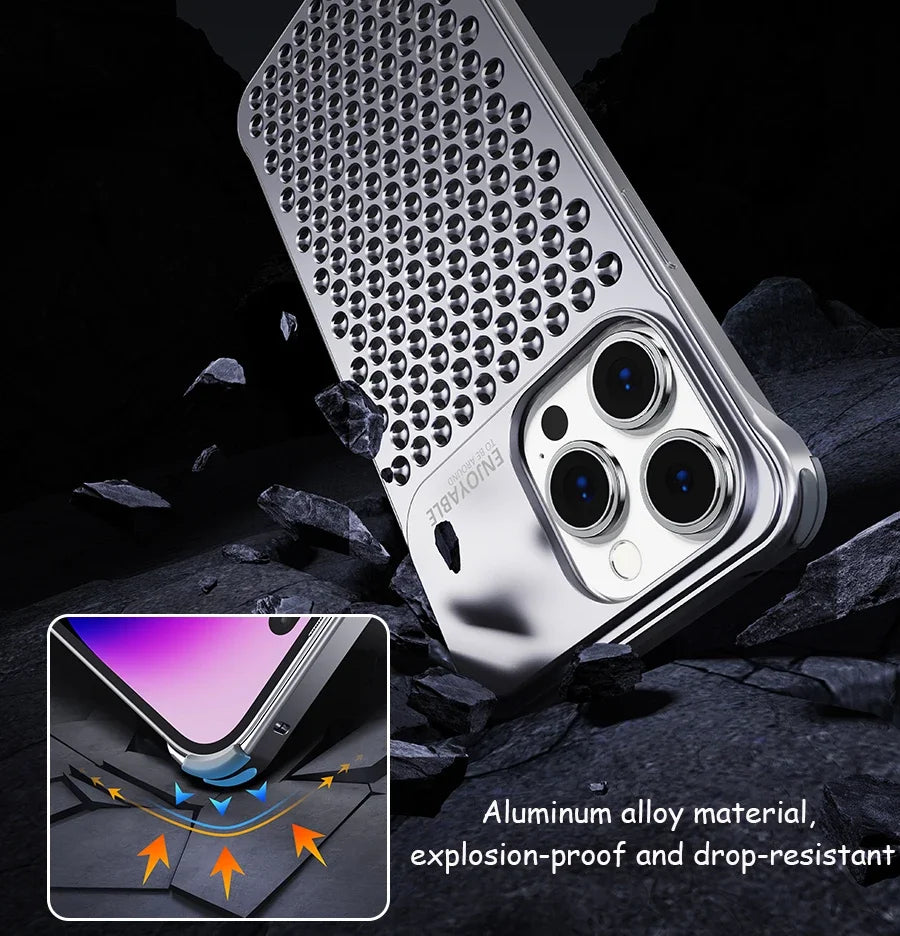 Metal Phone Case Heat-Dissipation Phone Cover Anti-Collision Bumper