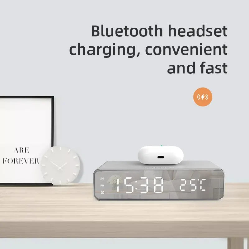 Wireless Charger Time Alarm Clock LED Digital Thermometer Earphone Phone Chargers Fast Charging