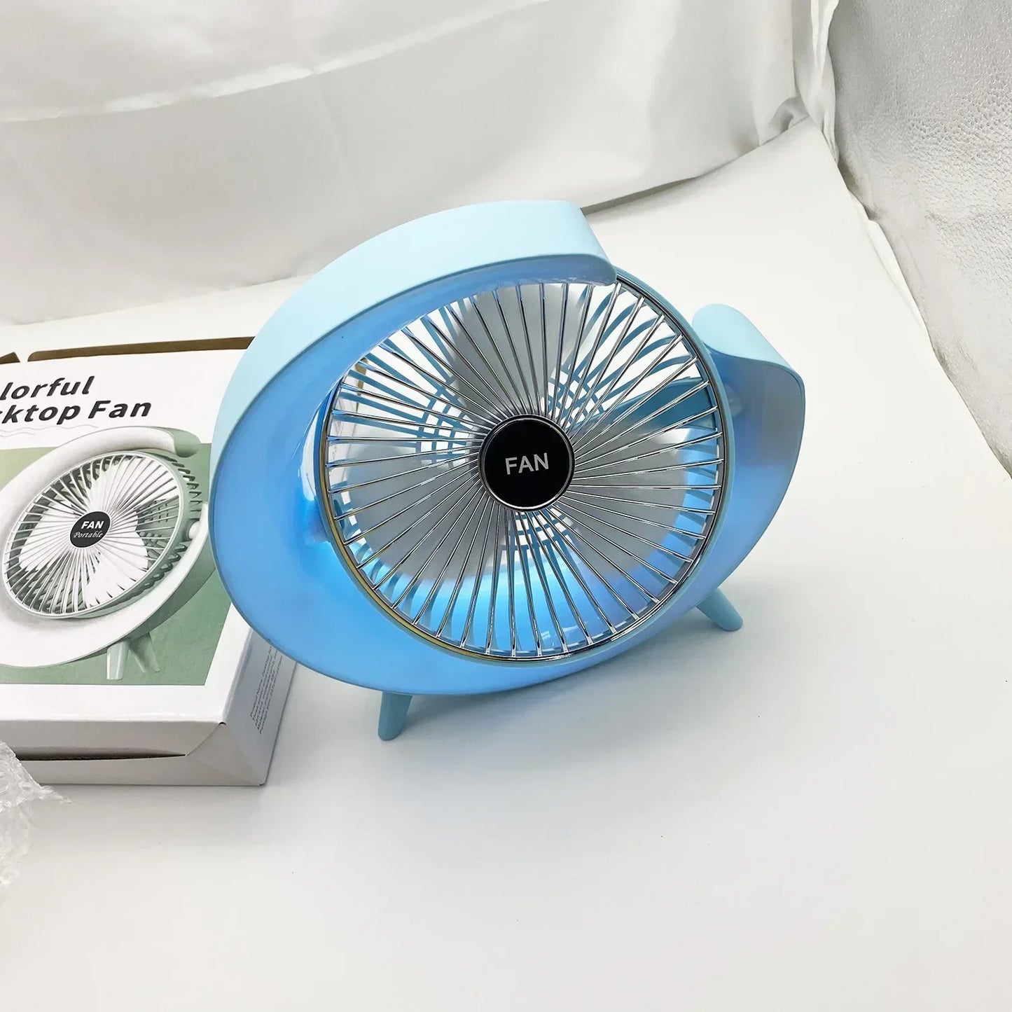 4Pcs New Mini Desktop Small Fan USB Charging Electric Fan with LED Night Light Adjustable Colorful Fan