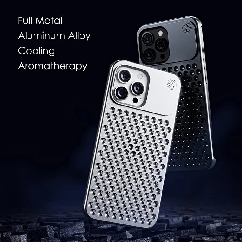 Metal Heat Dissipation Phone Case For iPhone 13 12 14 15 Pro Max Plus Cooling Aluminum Shockproof Cover