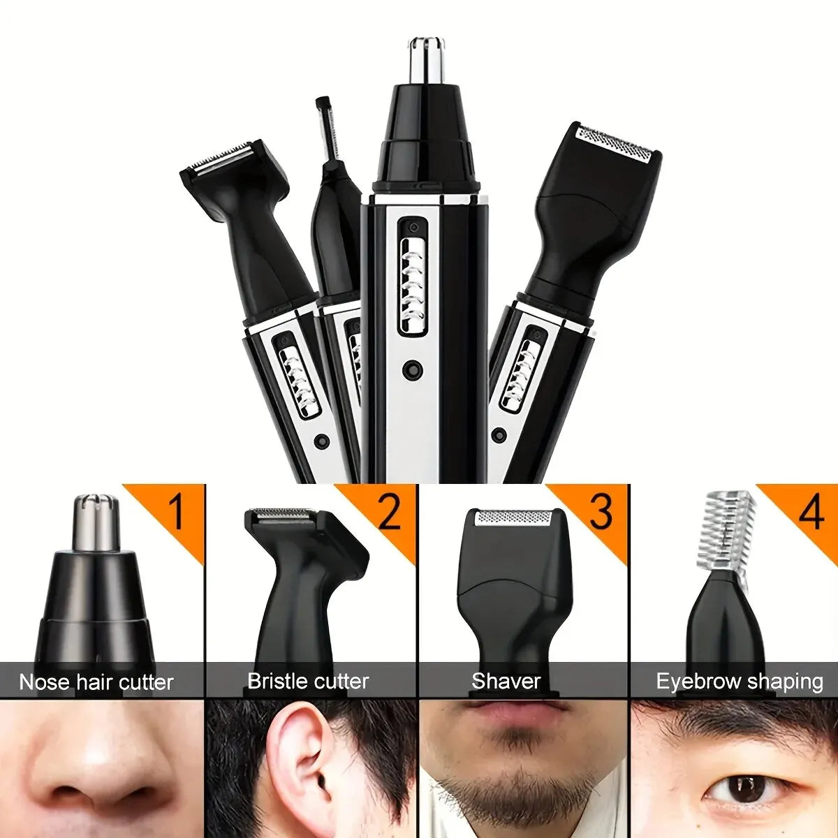 4 In 1 Rechargeable Men's Electric Nose Beard Eyebrows Hair Trimmer Painless Women Trimming Eyebrows