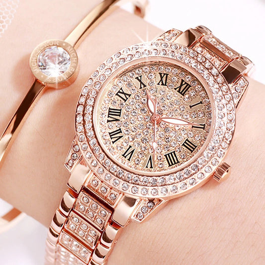 Casual Elegant All-Star Women's Quartz Watch Shiny Fine Zircon Mechanical Lady Wristwatches