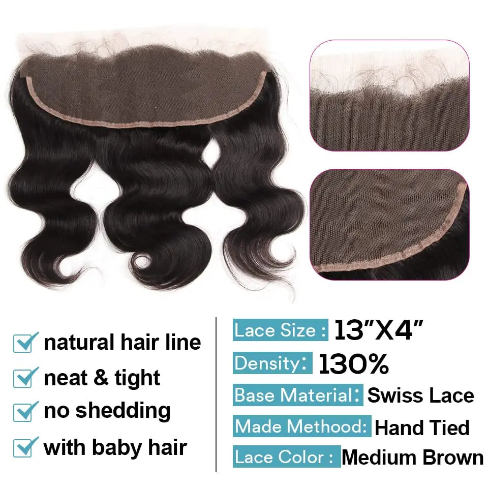 Body Wave Bundles Human Hair With Frontal 13x4 HD Transparent Lace Frontal 100% Natural Human Hair Extension Brazilian Real Hair