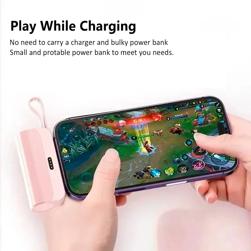 2 In1 Mini Power Bank Built in Cable 5000mAh PowerBank Plug Play External Battery Portable Charger For IPhone Samsung Xiaomi