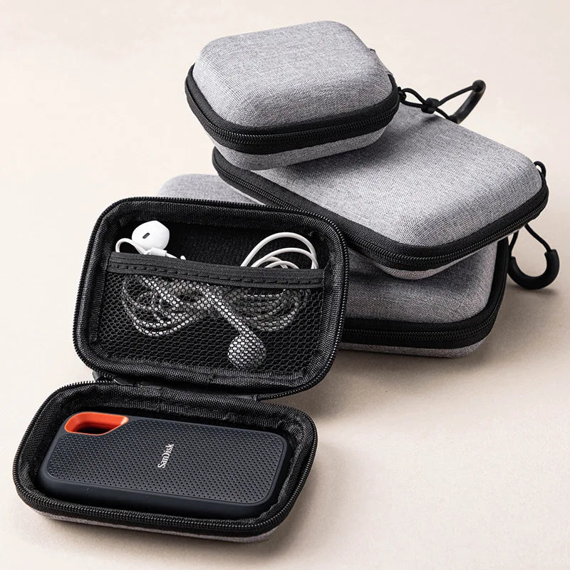 Mini Grey Digital Product Storage Bag Portable Headphone USB Data Cable Charger U Stick Storage Case Shockproof Protective Case
