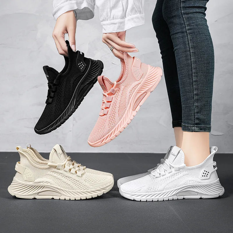 Womens Sneakers 2023 Fall Fashion Slip On Walking Shoes Lady Casual Knit Breathable Flats Tennis Shoes