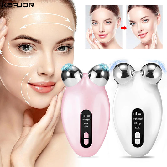 Facial Massager EMS Microcurrent Roller Device For Face Lifting Skin