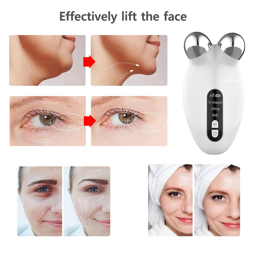Facial Massager EMS Microcurrent Roller Device For Face Lifting Skin