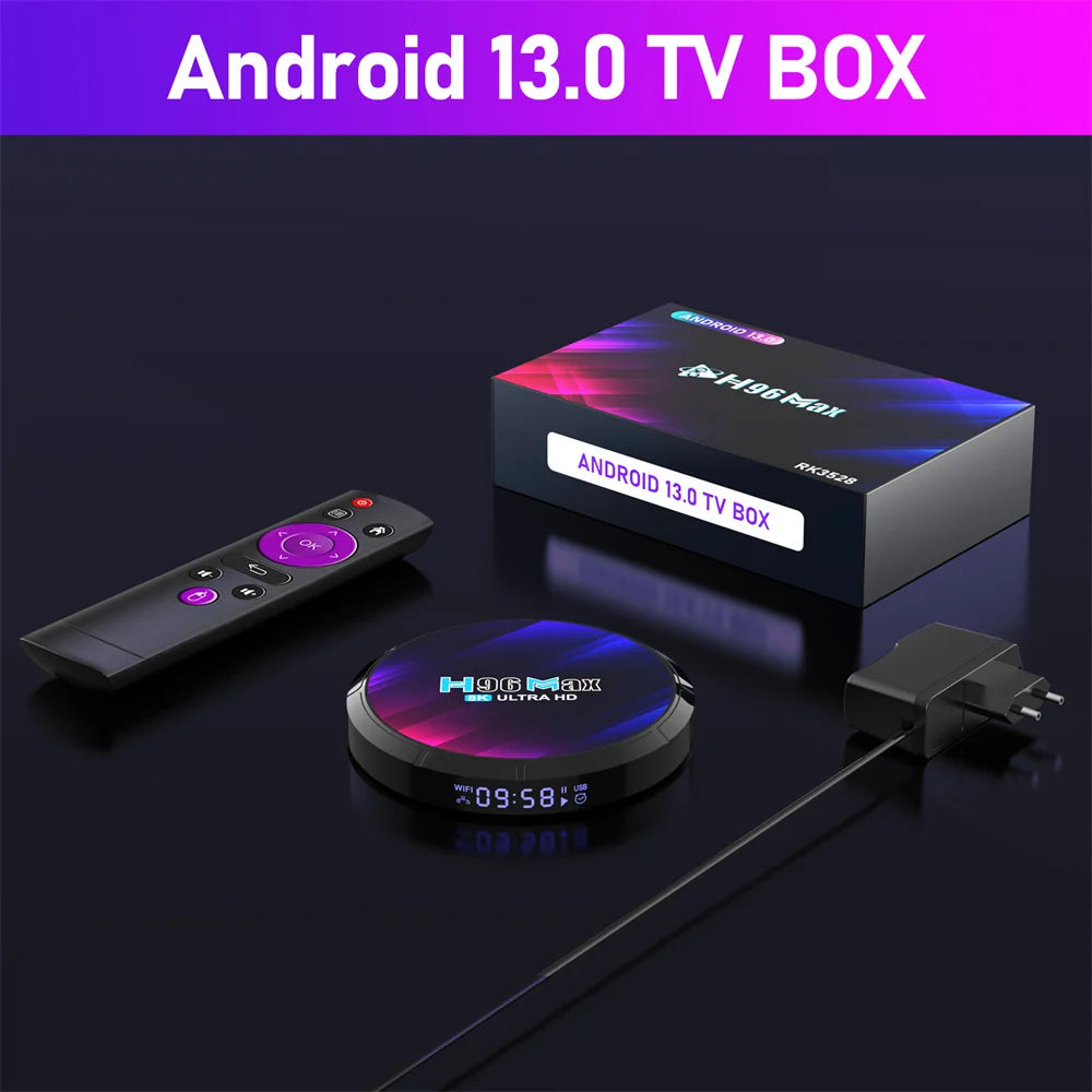 Woopker TV Box Android 13 H96 MAX RK3528 Rockchip 3528 Quad Core 8K Media Player Wifi6 BT5.0 2GB 16GB Google Voice Set Top Box