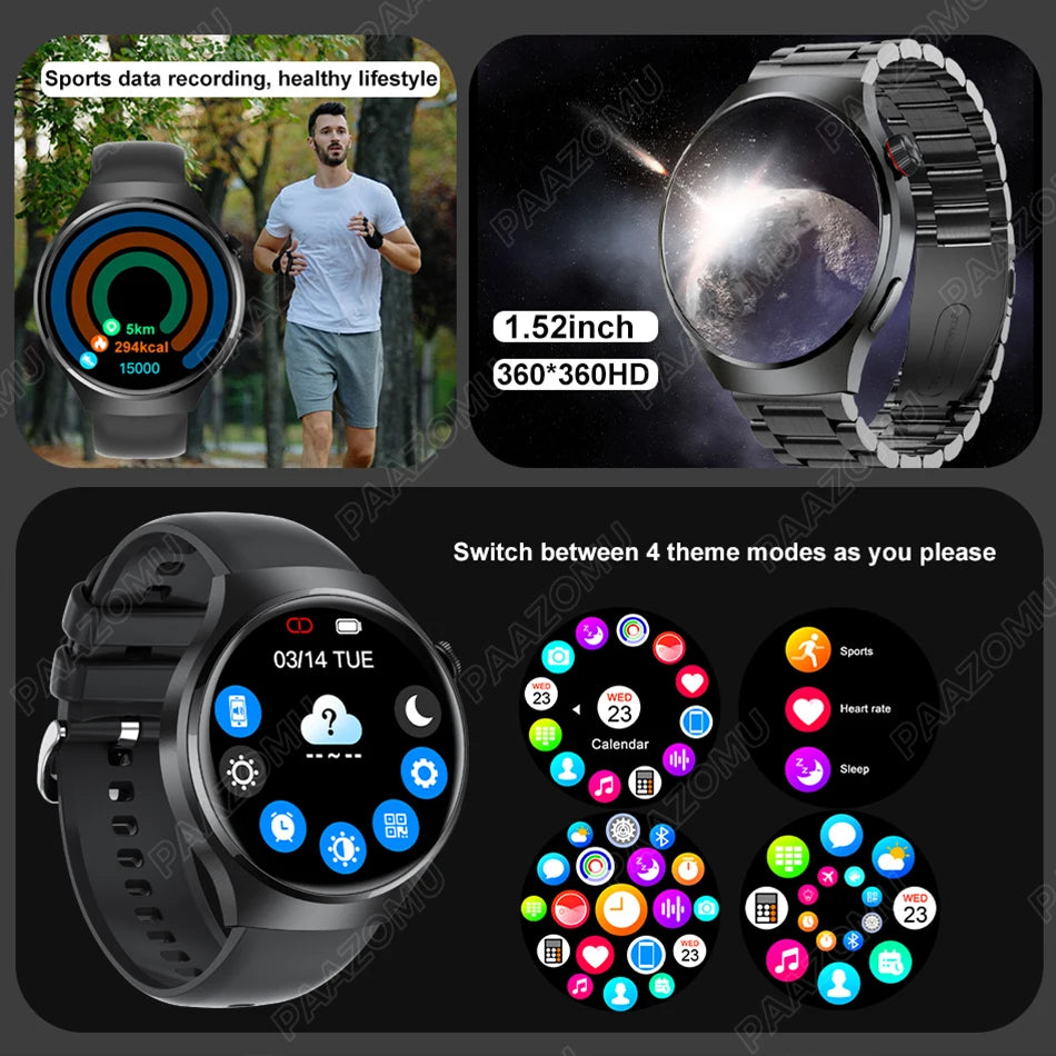 2024 New Smart Watches Men GT4 Pro 360*360 HD Full Screen Touch Bluetooth Call IP68 Waterproof