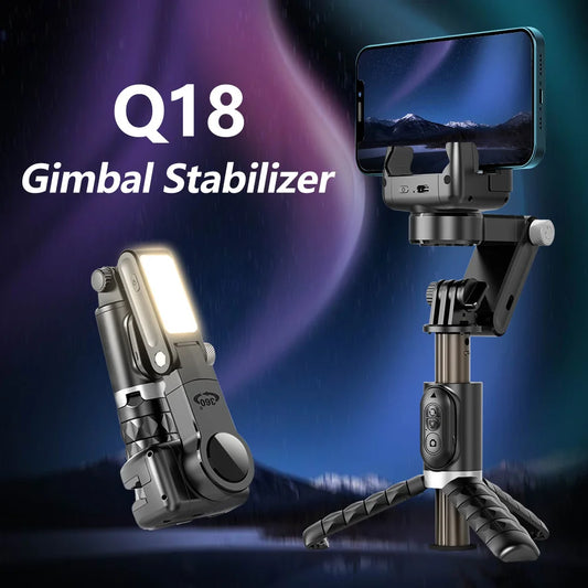 Q18 Gimbal Stabilizer Handheld Mobile Phone Selfie Stick Holder Fill Light Bluetooth