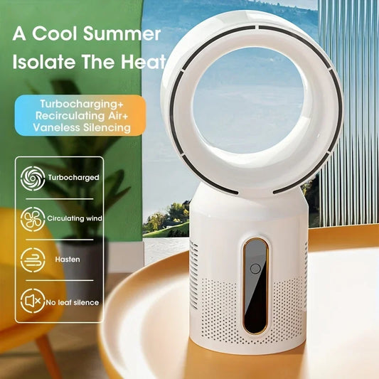 Electric Rechargeable Fan Bladeless Floor Standing Fan Cooling Child Safety Tower 3000mAh Fan Household Air Cooler 5 Gears