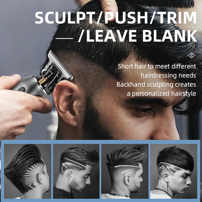 Kemei Mini Clippers Men's Beard Trimmer Zero Gapped T-Blade Hair Cutting Machine Cordless