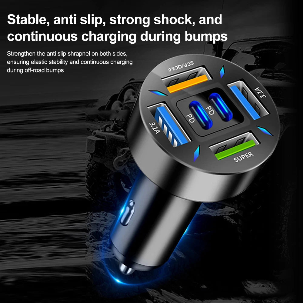 66W USB Car Charger Quick Charge PD QC3.0 With Voltmeter Cigarette Lighter Socket Power Adapter