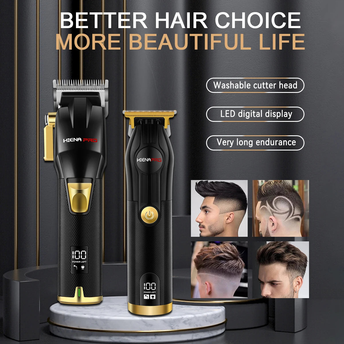 Professional Hair Clipper Set for Men, Rechargeable Hair Trimmer with LCD Digital Display