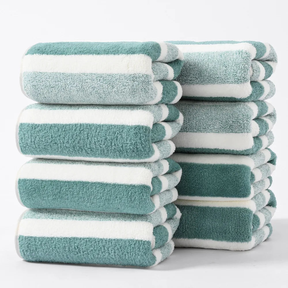 Soft Stripe Absorbent Microfiber Bath Towel Stripe Towels Quick Drying Absorbent Towels For Bathroom 1PCS