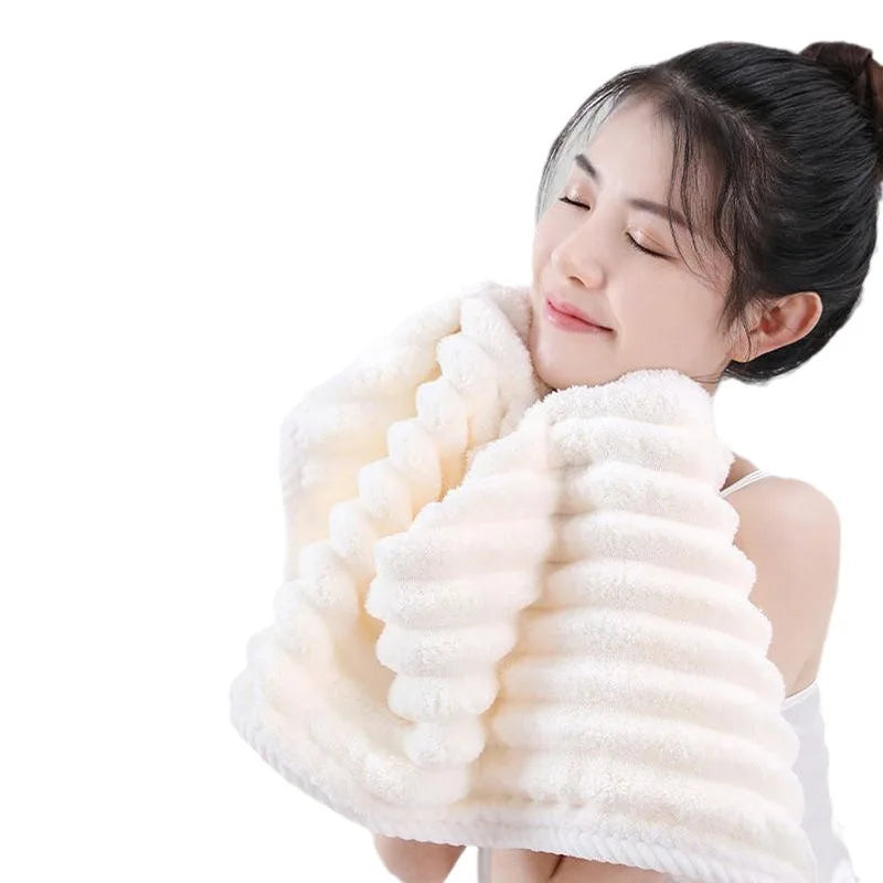 High quality jelly velvet absorbent coral velvet bath towel, household thickened non shedding plush set bathrobe