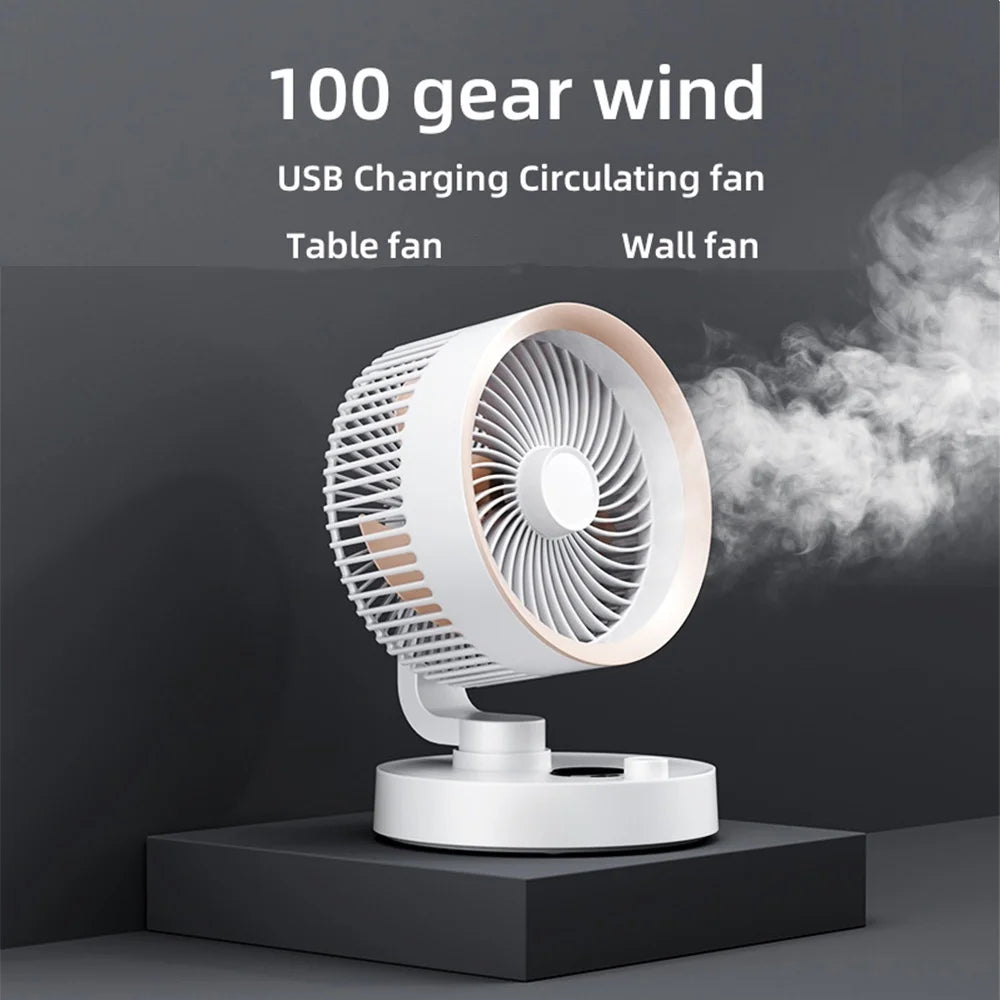 Desktop Wall mounted Dual-purpose Oscillating Fan USB Rechargeable 4000mAh Battery Wireless Air Cooling Table Fan Auto Shaking