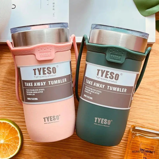 Tyeso 550/710ML Stainless Steel Coffee Mug With Straw Car Water Bottle Vacuum Flask Tumbler Insulated Cup Double Thermos Bottle