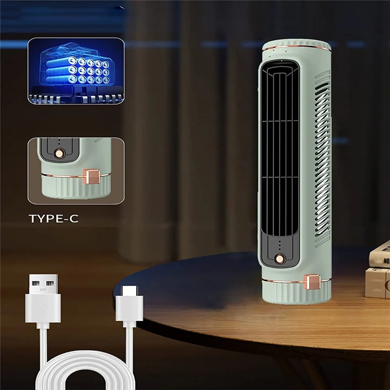 Portable Automatic Remote Air Conditioner, USB Personal Air Conditioner Mini Conditioner with 3-Speed Electric Fan White