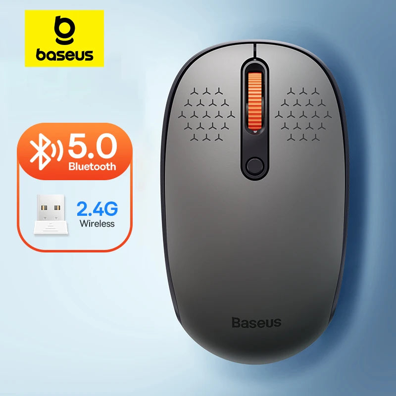 Baseus Mouse Bluetooth Wireless Computer 1600DPI Silent Mouse with 2.4GHz USB Nano Receiver  for PC MacBook Tablet Laptop Mouse