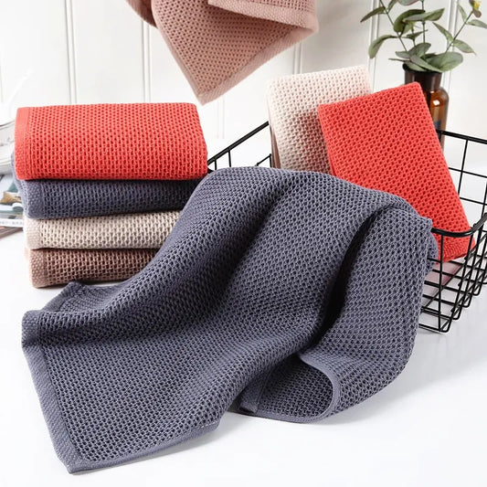 34x34/73x34cm Cotton Hand Towel Plaid Face Towel Bathroom Kitchen Household Absorbent Towel