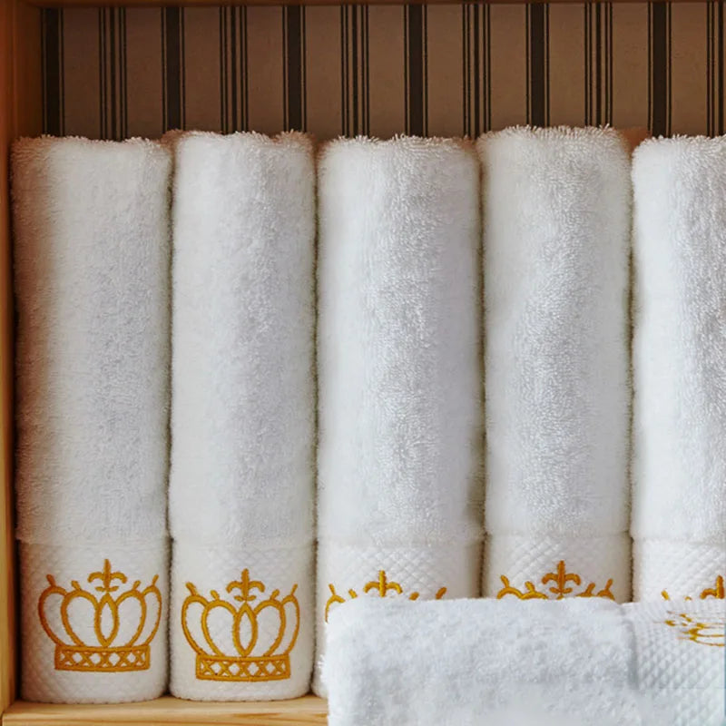 Embroidered Crown White bath towel 5stars Hotel Towels 100% Quality Towel Set Washcloths towels bathroom large Face Towel Bath