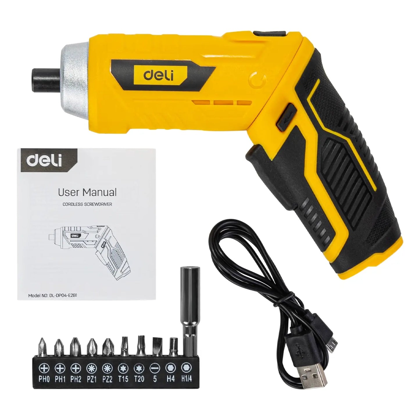 Deli 3.6V Electric Screwdriver Rechargeable Disassembling Machine Assembly Repair Tool LED Work Light 4 Speed Control