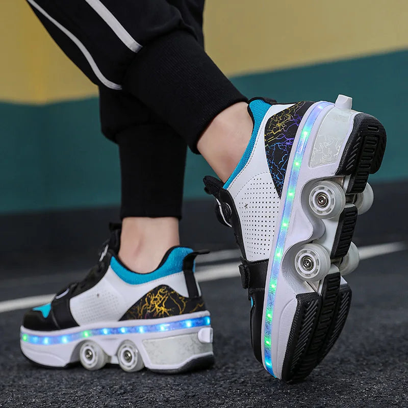 High quality wheel shoes Big four-wheel sports shoes 33-40 children's multi-functional roller skates