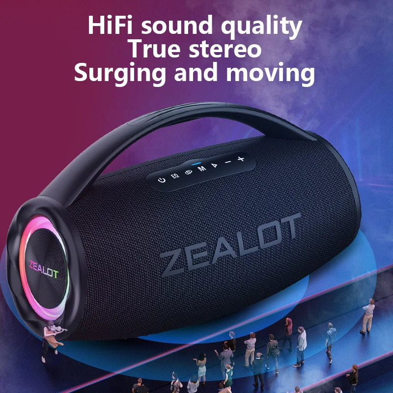 ZEALOT S97 80W Wireless speaker, Outdoor Portable Subwoofer Speaker, Hifi Sound quality,Dual Pairing, Fast Charging,16000mAh.