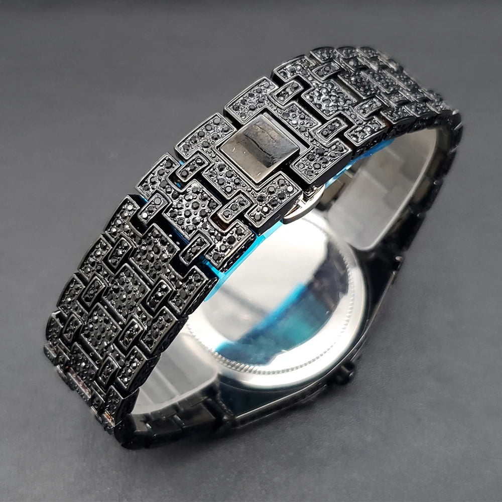 Quartz Watches For Men Octagonal Case Luxury Diamond Men's Watch With Big Zircon Bezel